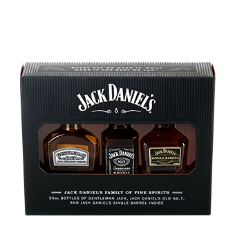 Jack Daniel's Family Whiskey 3x 5cl Miniatures Gift Pack Transparent