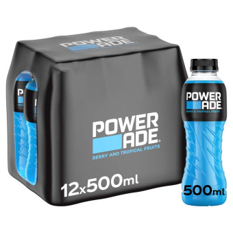 Powerade Berry and Tropical Fruit Energy Drink 12x500ml 