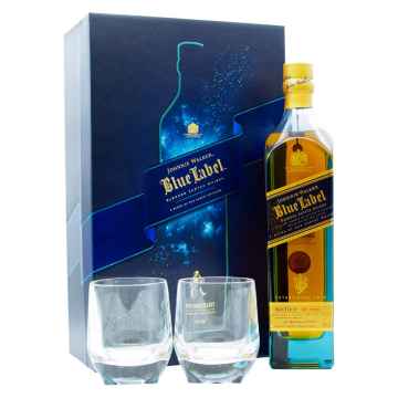 Johnnie Walker Blue Label Whisky 70cl Gift Set with Glencairn Tumblers