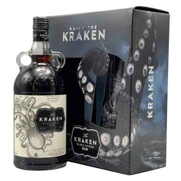 Kraken Black Spiced Rum 1Ltr Glass Gift Pack