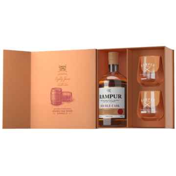 Rampur Double Cask Whisky 70cl Gift Set