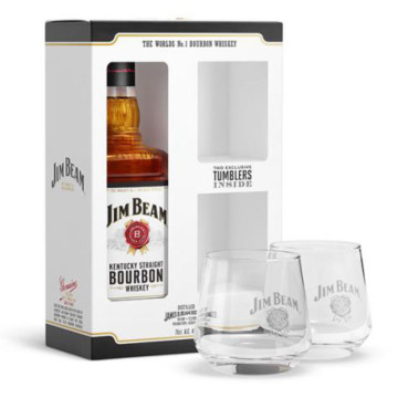 Jim Beam White Label Bourbon 70cl Gift Pack