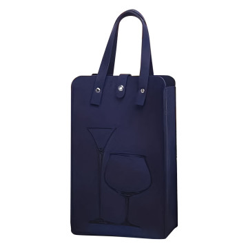 Navy Double Bottle Gift Bag