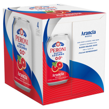 Peroni Nastro Azzurro 0.0 Alcohol Free Beer with Blood Orange 24x 330ml Cans