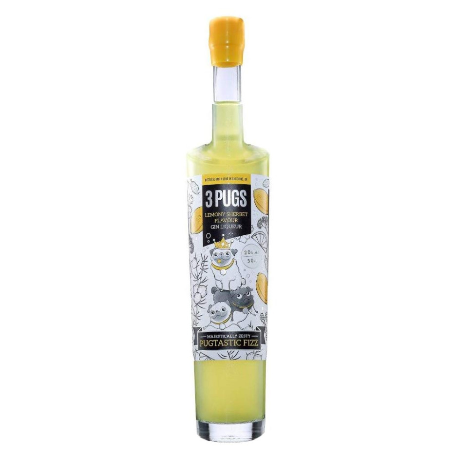 3 Pugs Lemony Sherbet Gin Liqueur 50cl