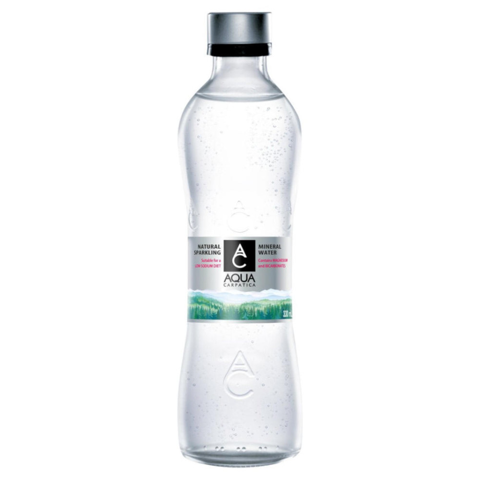 AQUA Carpatica Natural Sparkling Mineral Water 12x 330ml Glass Bottle