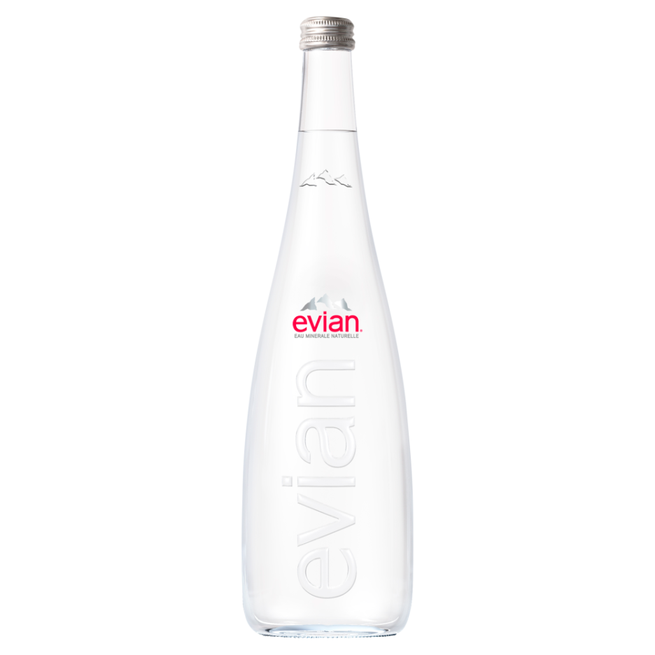 Evian Still Natural Mineral Water 750ml Glass Bottle