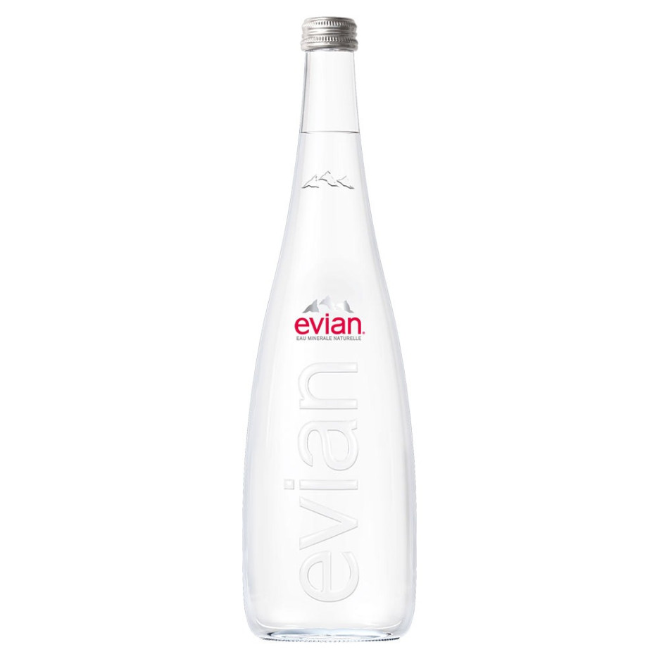 Evian Still Natural Mineral Water 12x 750ml Glass Bottle