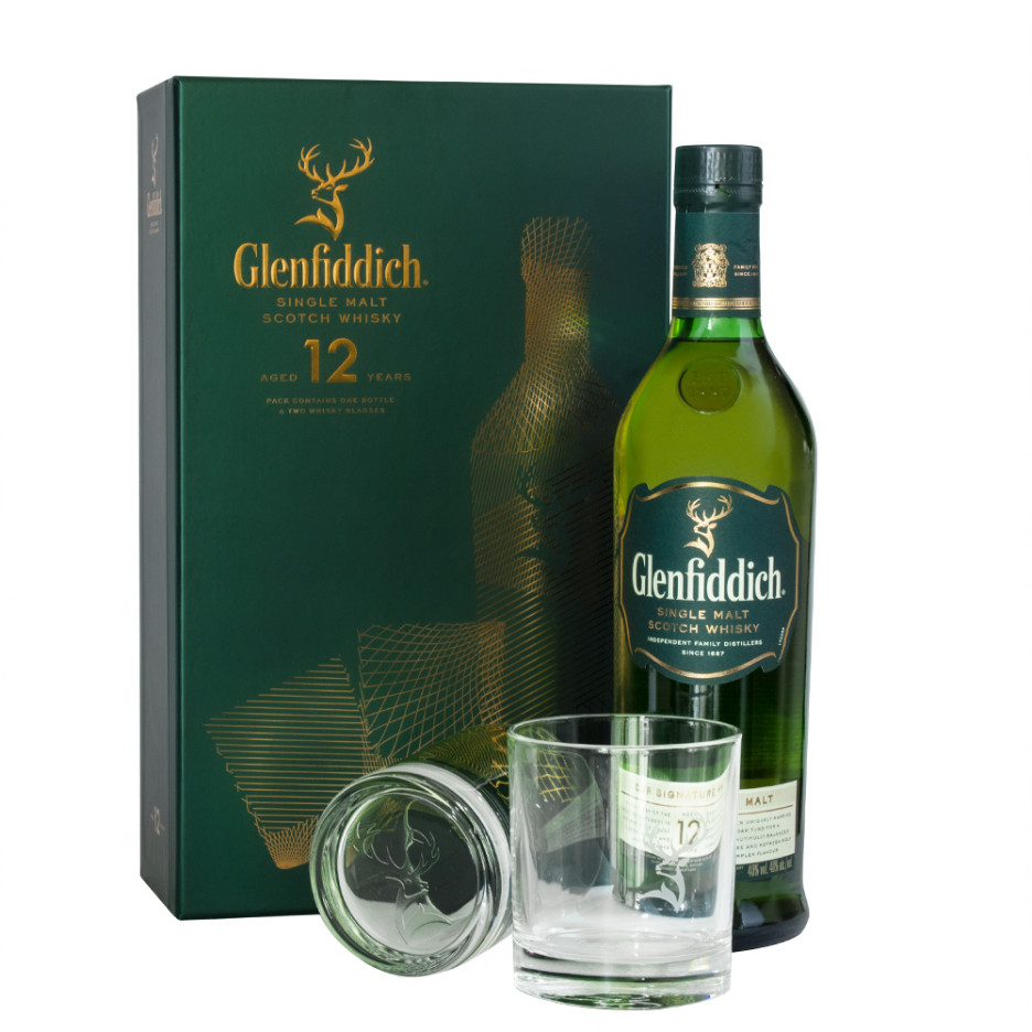 Glenfiddich 12 Year Whisky 70cl Gift Pack