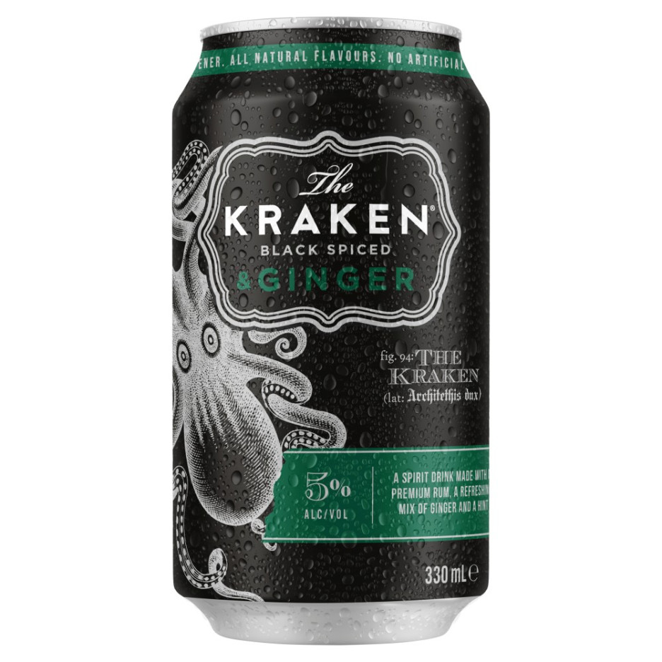 Kraken Black Spiced Rum & Ginger Premix 330ml Can