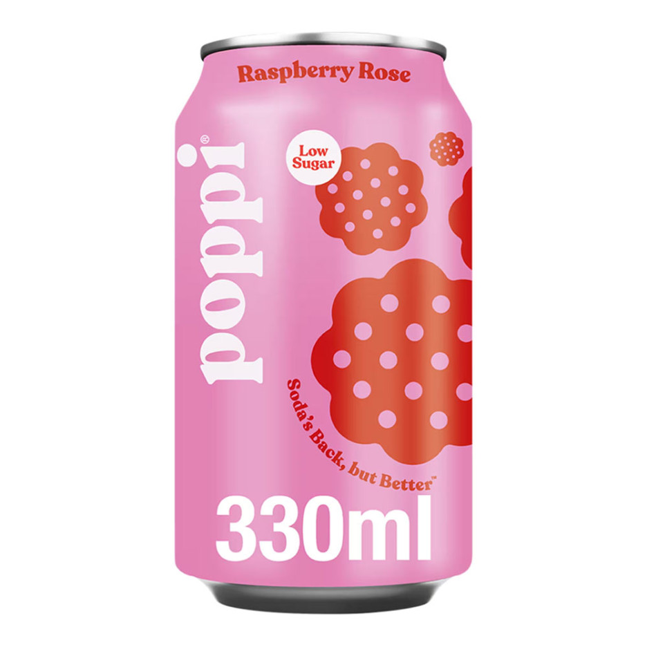 Poppi Raspberry Rose Soda 24 x 330ml Cans