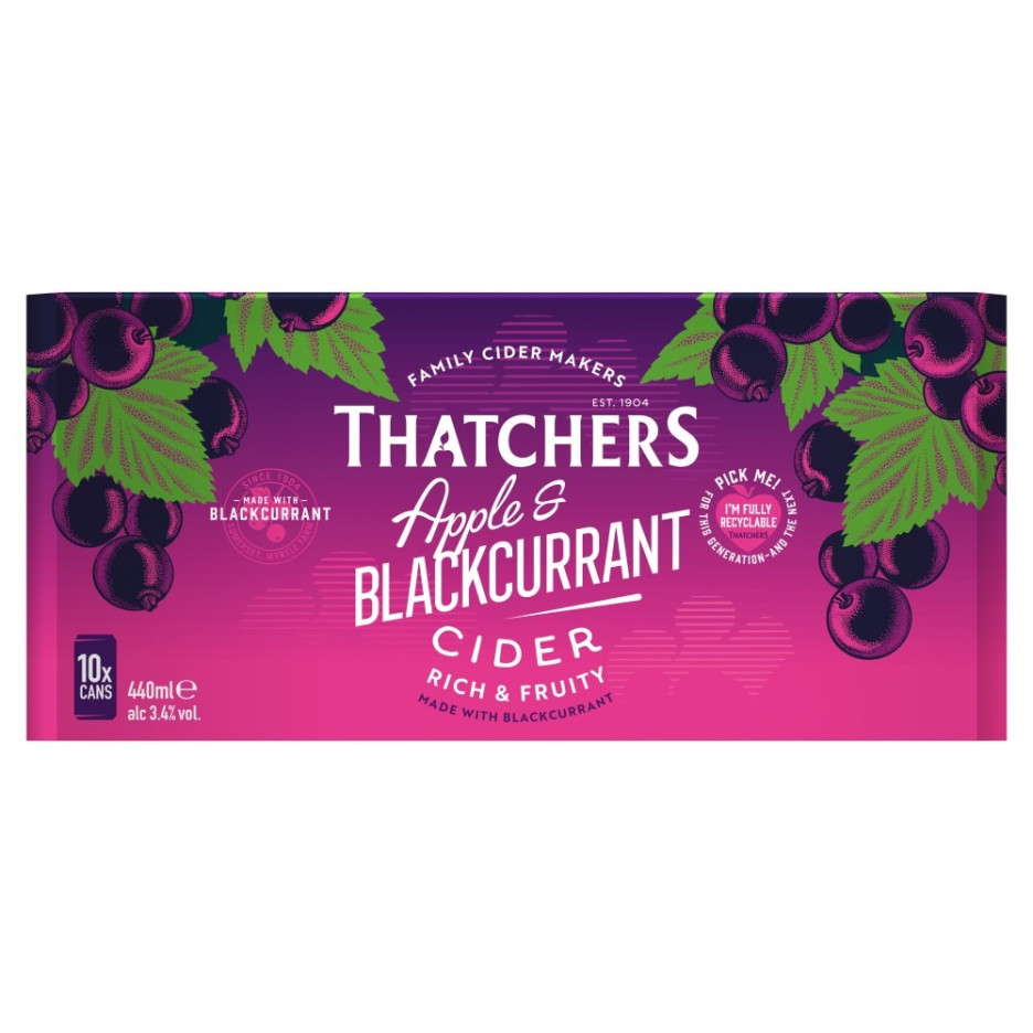 Thatchers Apple & Blackcurrant Cider 10x 440ml Cans