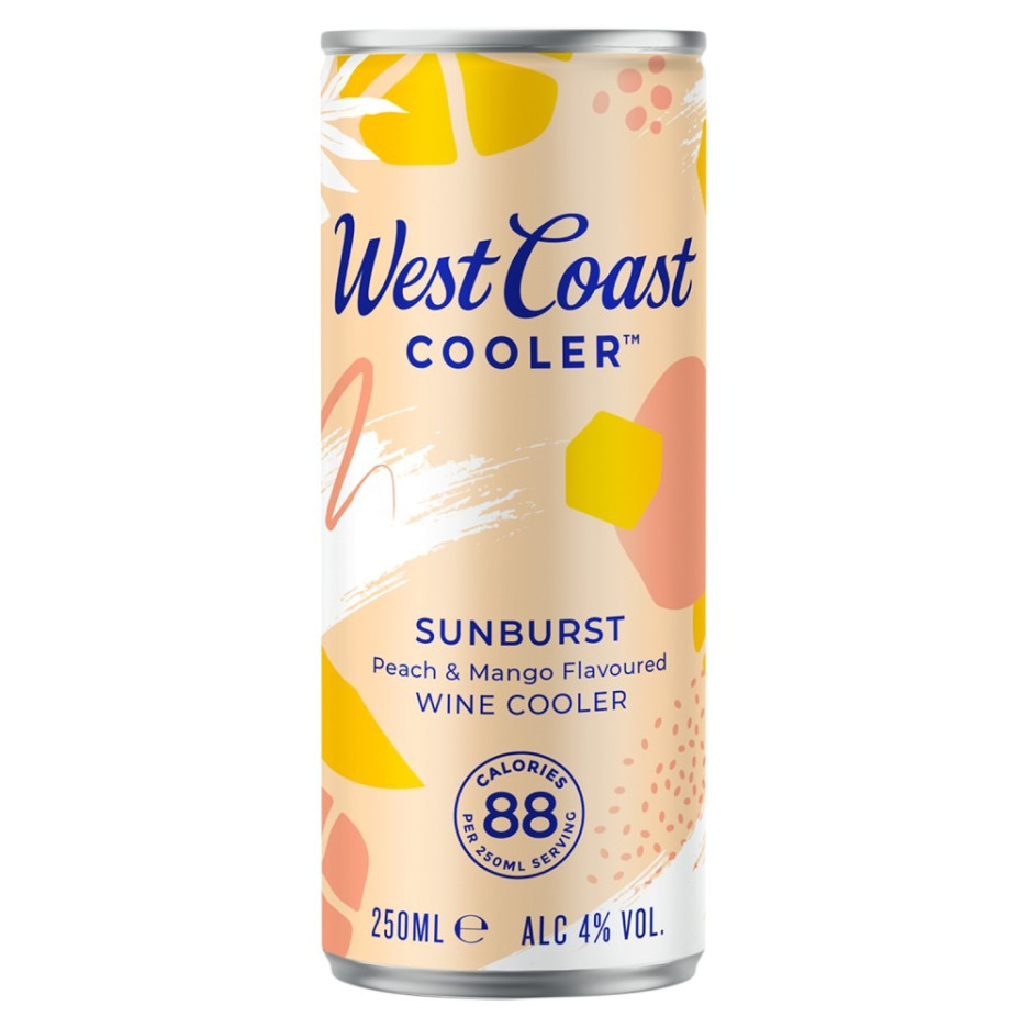 West Coast Sunburst Peach & Mango Flavoured Wine Cooler 250ml