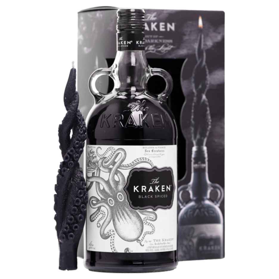 Kraken Black Spiced Rum 1Ltr Candle Gift Pack
