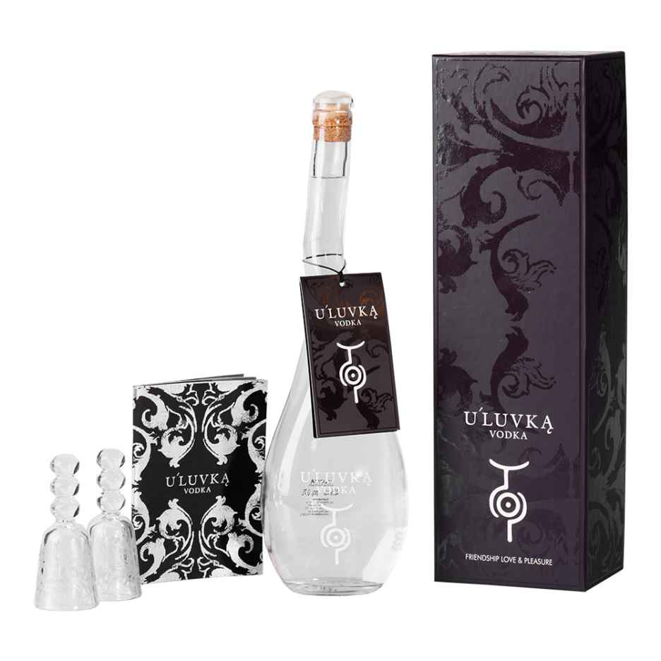 U'Luvka Vodka 70cl Friendship Love Pleasure 2 Shot Glass Gift Pack